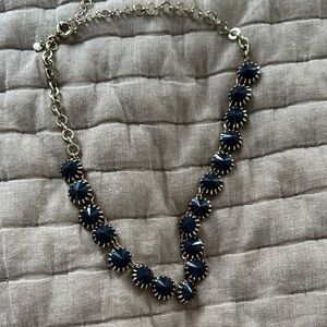 JCrew Venus Fly Trap gold tone necklace Midnight Blue